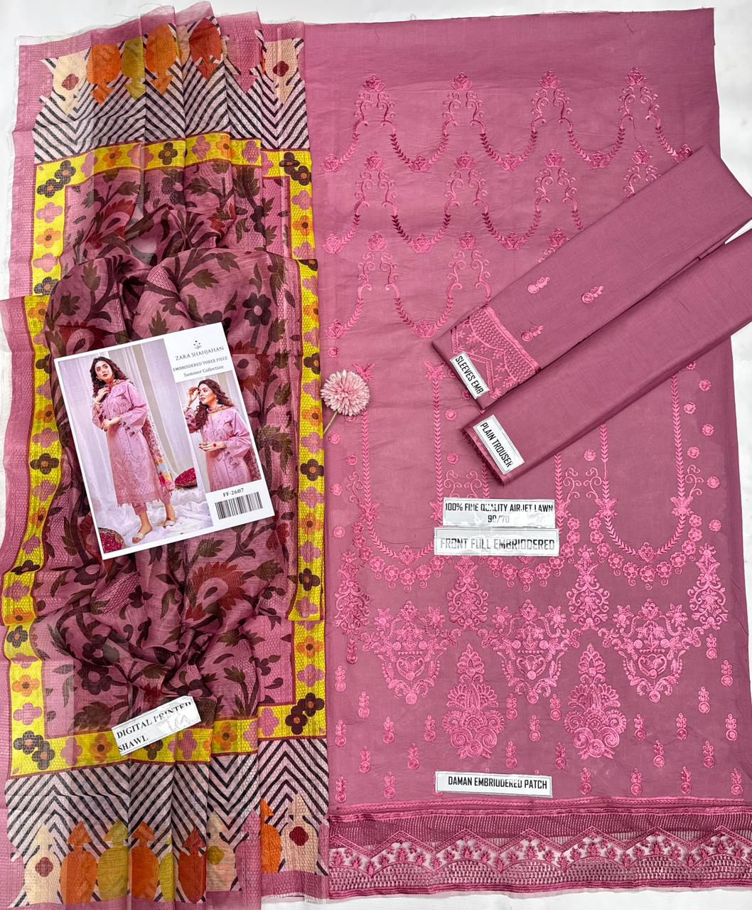 *ZARA SHAHJAHAN 2607 / 414*
*Stuff: Best Quality Pure Airjet lawn 90/70* guaranteed