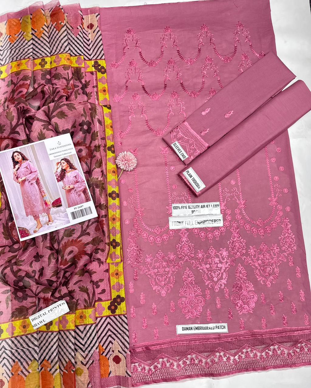 *ZARA SHAHJAHAN 2607 / 414*
*Stuff: Best Quality Pure Airjet lawn 90/70* guaranteed